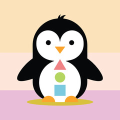Colorful Penguin Cartoon for Kids Learning