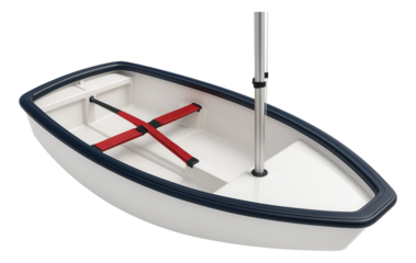 Optimist dinghy with a rubber gunwale and adjustable hiking straps