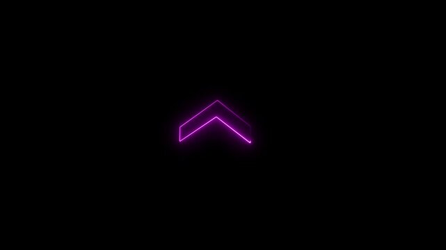 Glowing up directional arrow loop HD animation. neon lighting direction up arrow. neon bouncing  up  arrow icon. animated neon line swipe  arrow. up road signal icon. neon arrow black background.