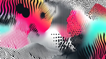 Vibrant abstract design featuring dynamic patterns and colors, ideal for modern digital art backgrounds