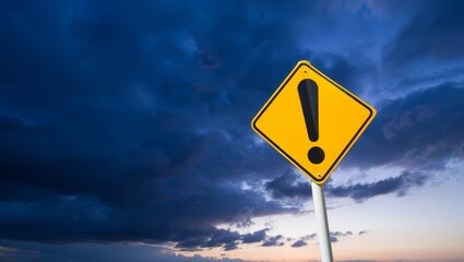 Hurricane  warning sign against a powerful stormy background with copy space.