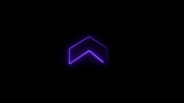 Glowing up directional arrow loop HD animation. neon lighting direction up arrow. neon bouncing  up  arrow icon. animated neon line swipe  arrow. up road signal icon. neon arrow black background.