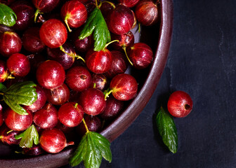 Vibrant red gooseberries