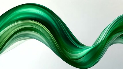 Abstract flowing emerald green and white wave design motion background visuals 4k