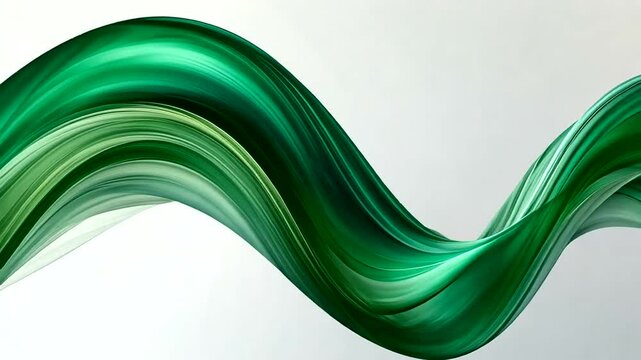 Abstract flowing emerald green and white wave design motion background visuals 4k