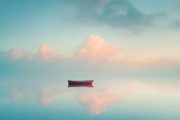 Boat on a Tranquil Sea Under a Gentle Sky