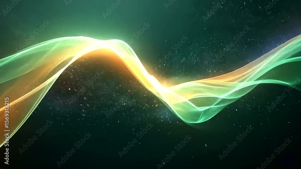 Poster abstract flowing energy waves animation with vibrant colors and particle effects