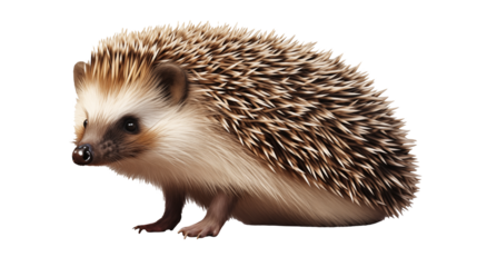 Adorable hedgehog poses sweetly against a clean isolated on transparent background