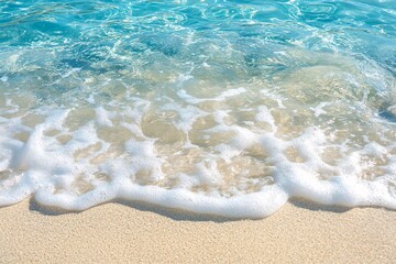 Crystal-Clear Ocean Water with Waves Lapping Against the Shore