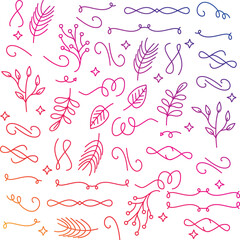 Swirl ornament stroke. Ornamental curls, swirls divider and filigree ornaments vector illustration set