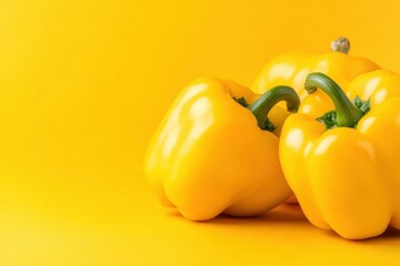 Yellow bell peppers on yellow background