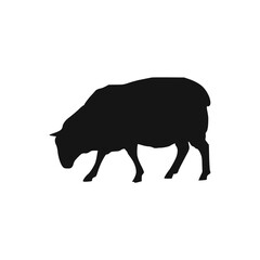 Silhouette of a Sheep Grazing Simple Farm Animal Vector Illustration
