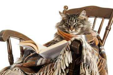 Whimsical Feline Persona: A Maine Coon in Anthropomorphic Attire – Magic Hats, Glasses, Sunglasses, Swimming Goggles & More, in Close-Up on White Background
Get up close with a charmingly anthropomorp