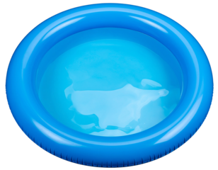  Inflatable Blue Rubber Pool Filled with Water Isolated on Transparent Background PNG