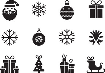 Christmas Elements Bundle | Snowflake, Tree & Gift Icons


