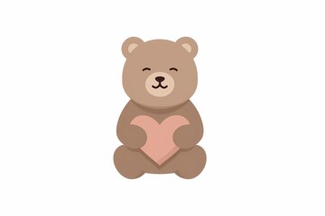 Obraz premium Cute Teddy Bear Hugging a Heart With Warm Smiles in a Joyful Setting Generative AI
