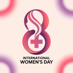 Fototapeta premium International Women’s Day symbol with female profile and cross.