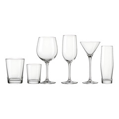 empty wine glass isolated,Minimalist Transparent Drinking Glasses on White