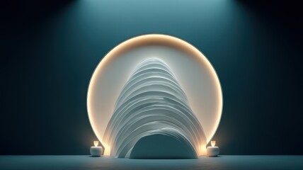 Naklejka premium Abstract Tunnel with Neon Ring