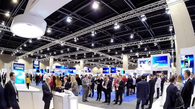 Trade Fair Expo Crowds Gather at International Convention Center for Global Business Networking and Showcases