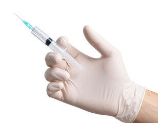 Gloved Hand Holding Medical Syringe  Transparent PNG