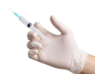 Gloved Hand Holding Medical Syringe Transparent PNG