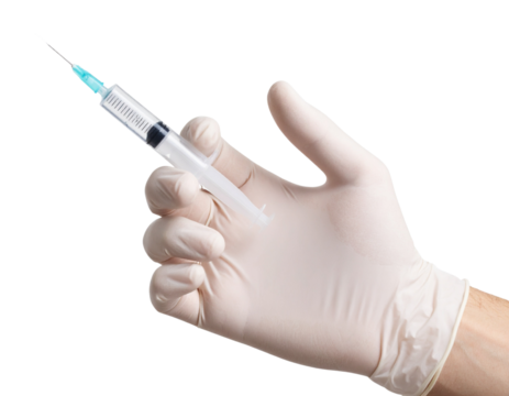 Gloved Hand Holding Medical Syringe  Transparent PNG