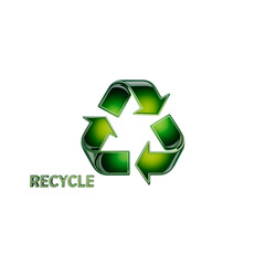 Obraz premium Green Recycling Symbol with Recycle Text