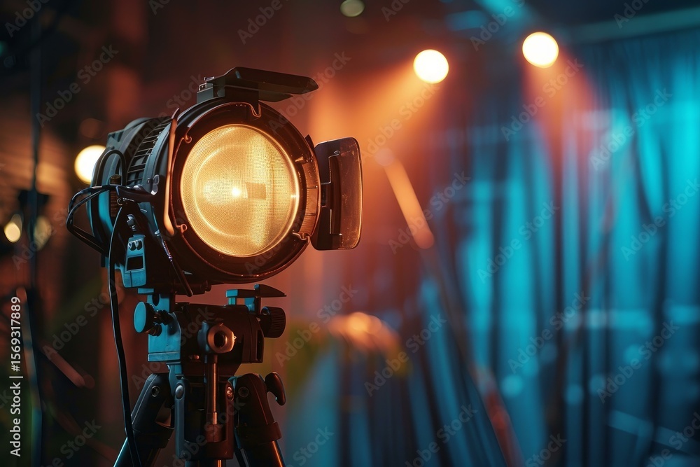 Aufkleber powerful spotlight illuminating an empty stage, ready for a show, creating an exciting atmosphere of
