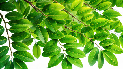 Lush Green Leaves on Branch with Transparent Background for Easy Integration