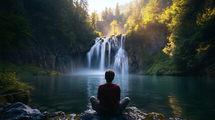  Viewing majestic waterfalls in the middle of the forest, feeling the peace of the journey 