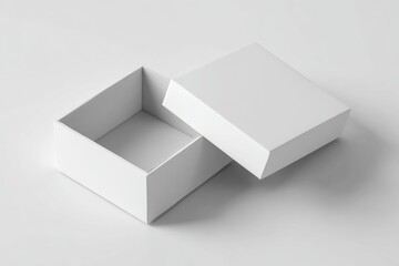 Open white square gift box