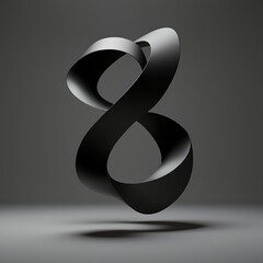 Abstract black ribbon sculpture minimal 3d style moody lighting geometric form