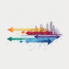 Obraz premium Abstract cityscape with vibrant arrows