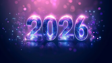 Sparkling 2026 New Year Celebration Background with Shimmer, Bokeh, and Festive Lights