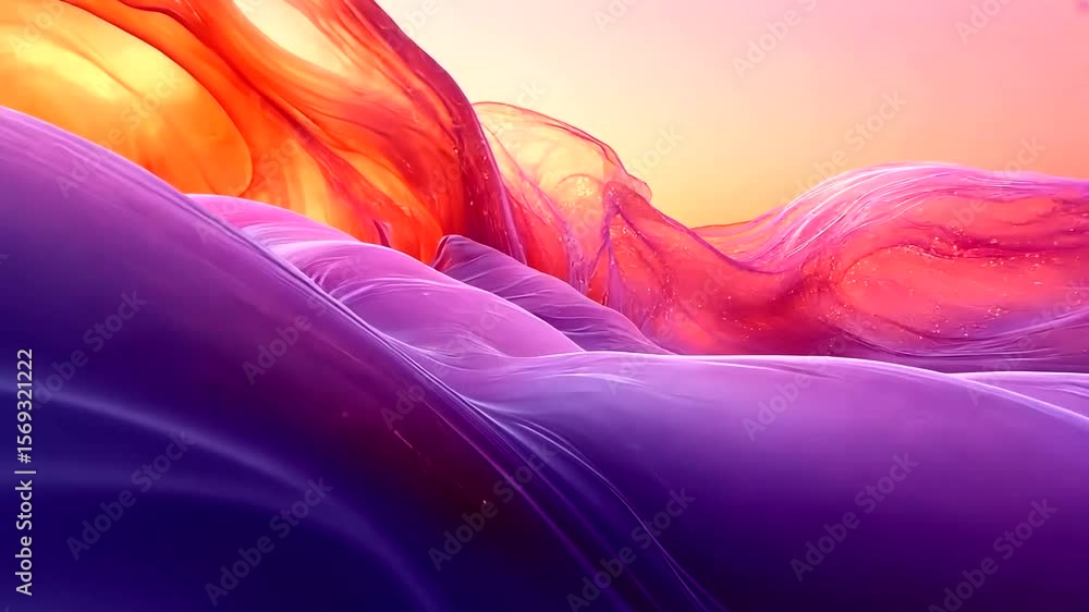 Poster abstract flowing landscape with vibrant colors, creating a surreal and dynamic visual experience