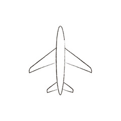 Linear vector illustration of a minimalist airplane. drawn vector minimalist airplane. airplane from the top. airplane down.