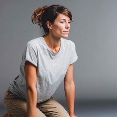 Poised Contemplation: A woman embodies serene reflection, her posture and gaze conveying a sense of inner peace and thoughtful contemplation.