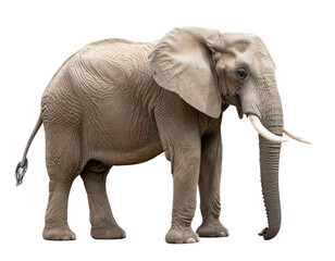Obraz premium Side View of Full Body Elephant Standing Isolated on Transparent Background PNG