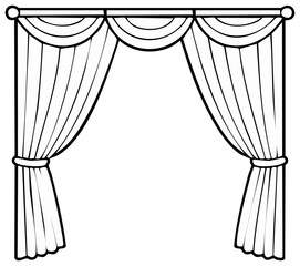 Elegant white drapery with swag valance, perfect for stage, theater, or interior design projects on a transparent background.