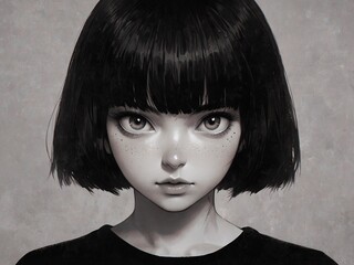 現代風サブカル系ガールのポートレート・AIアート作品
