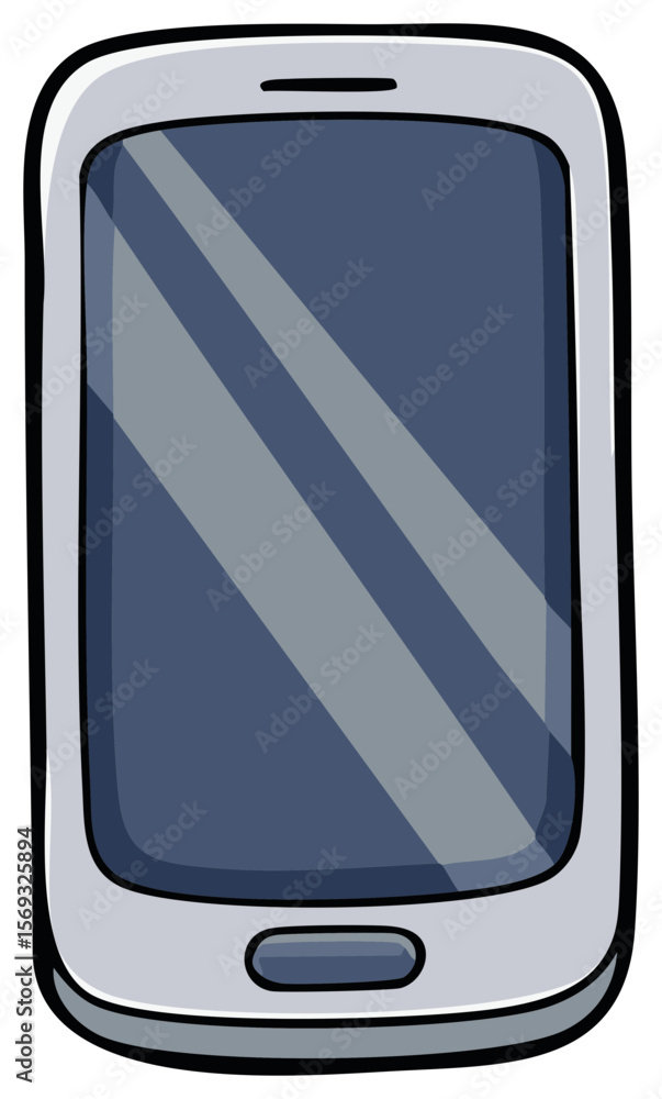 Fototapete Stylized Mobile Phone Icon with Glossy Screen and Button on a Transparent Background for App or UI Design Elements
