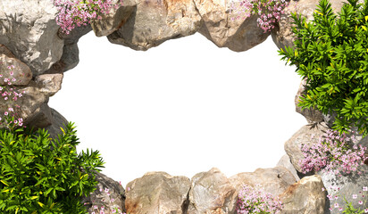 Environmental springtime grow border frame isolation on transparent backgrounds 3d rendering png
