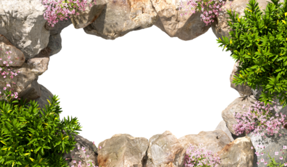 Environmental springtime grow border frame isolation on transparent backgrounds 3d rendering png