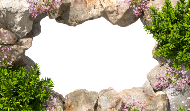 Environmental springtime grow border frame isolation on transparent backgrounds 3d rendering png