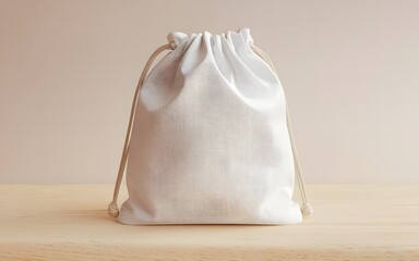 Cotton Drawstring Pouch Mockup, Minimal Packaging Bag