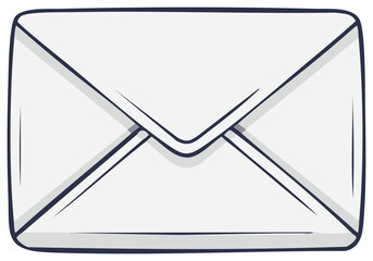 Isolated Envelope Icon with Soft Shadows and Outline, Representing Mail Delivery and Digital Communication (Line Art)