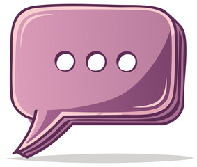 Stylized speech bubble, graphic message notification icon with ellipses, vector illustration on a transparent backdrop