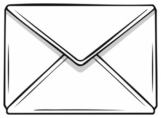 Stylized Vector Illustration of a Closed Envelope with Shadowing for Email Communication and Traditional Correspondence, Outline Style