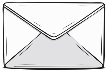 Stylized Illustration of a White Envelope with Gray Details on a Transparent Backdrop, Representing Communication